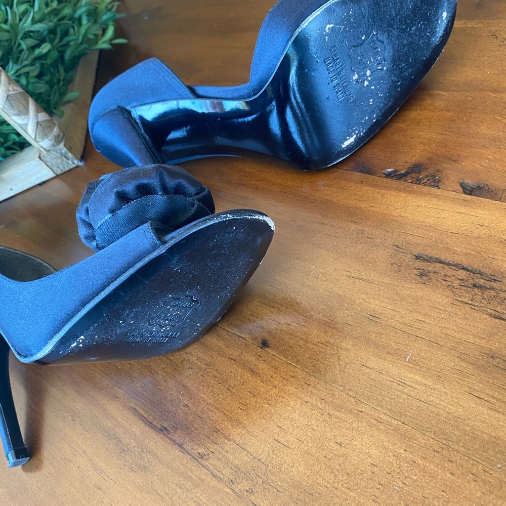 Stuart Weitzman Black Satan Heels View 6